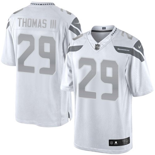 Men's Elite Earl Thomas III Nike Jersey White - #29 Platinum NFL Seattle Seahawks